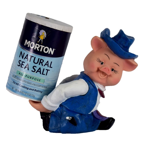 NEW Pig in Blue Cup Coffee Jar Mug Container Holder - Picture 2 of 6